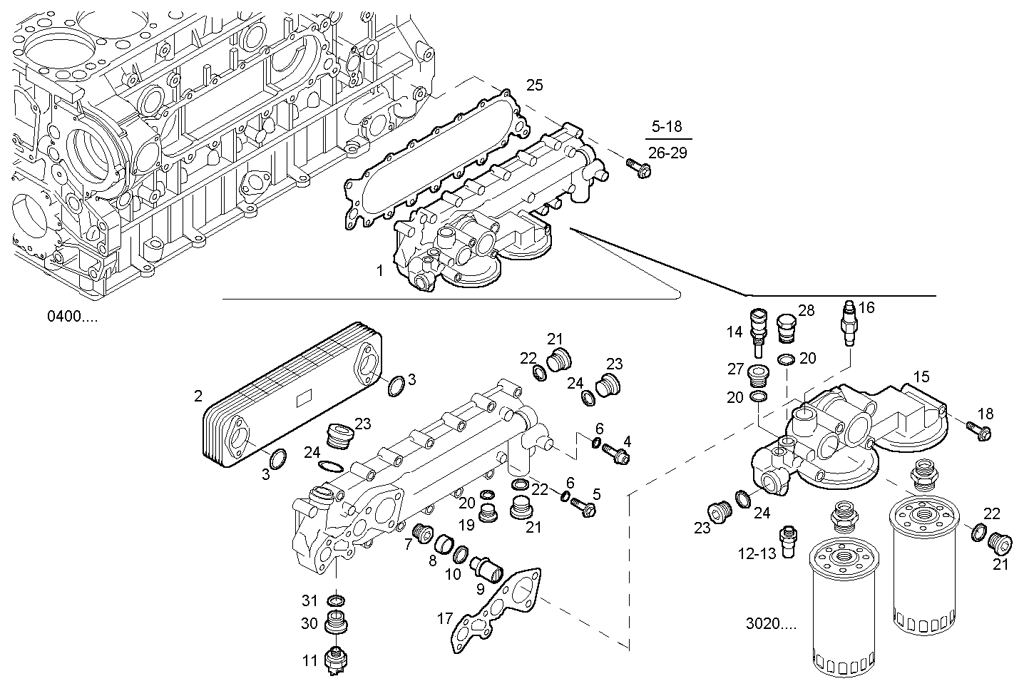 Iveco/FPT OIL - WATER HEAT EXCHANGER