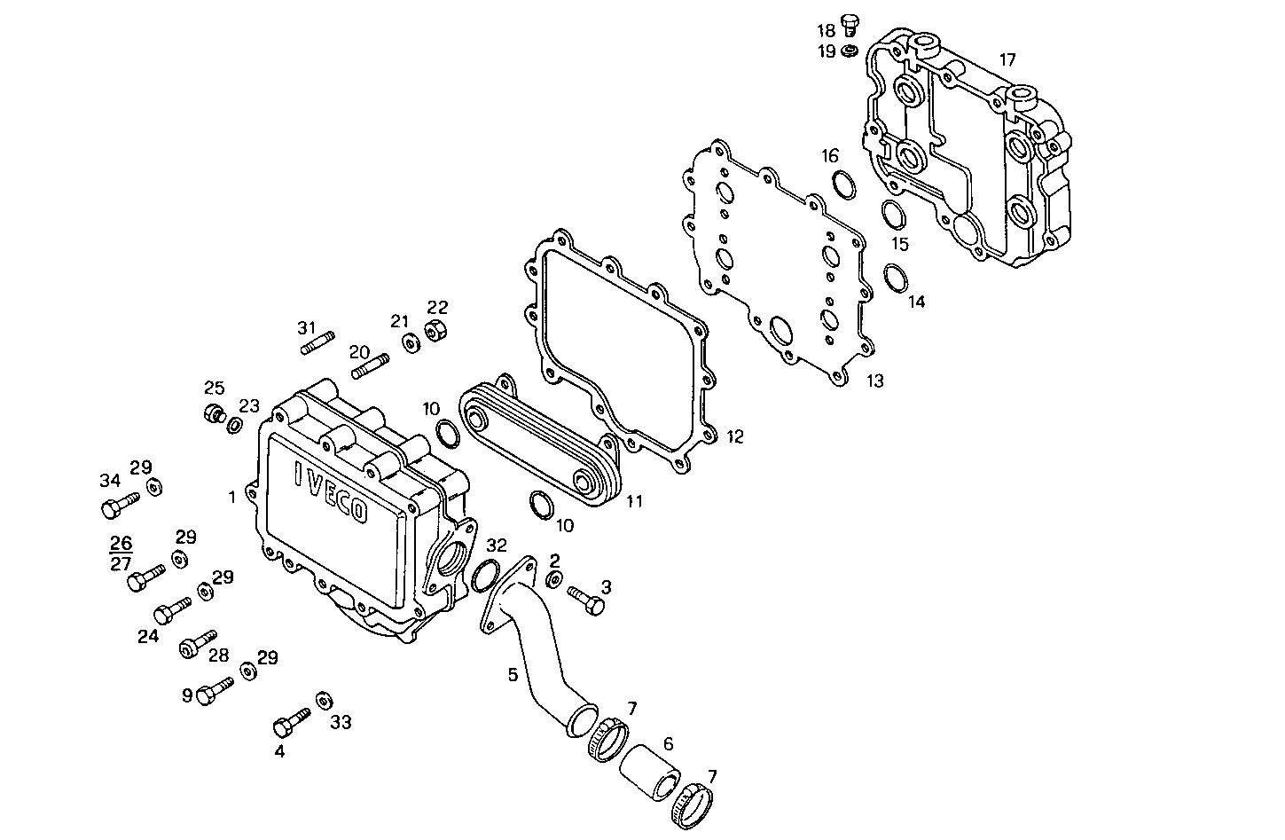 Iveco/FPT OIL - WATER HEAT EXCHANGER