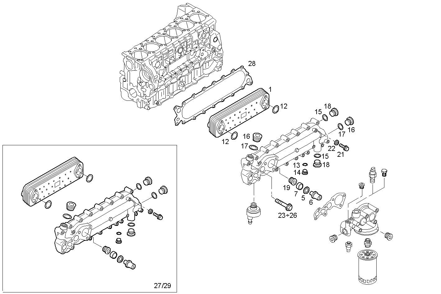 Iveco/FPT OIL - WATER HEAT EXCHANGER