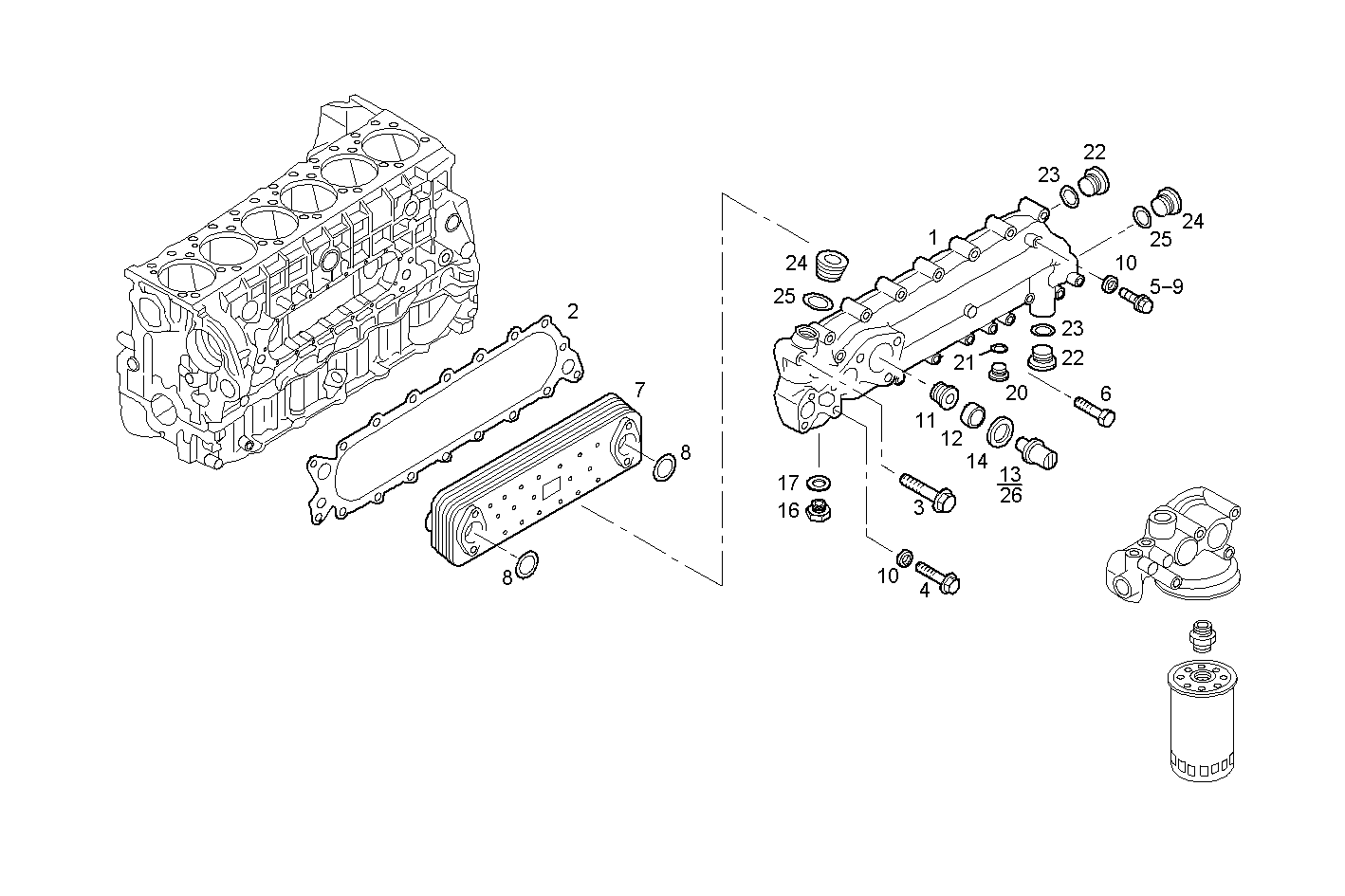 Iveco/FPT OIL - WATER HEAT EXCHANGER