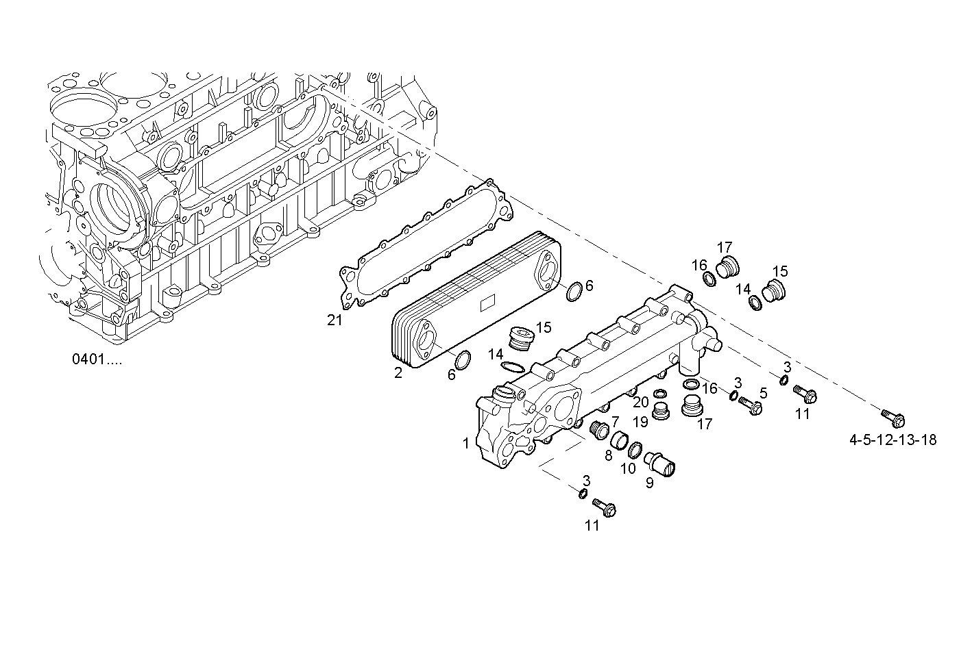 Iveco/FPT OIL - WATER HEAT EXCHANGER