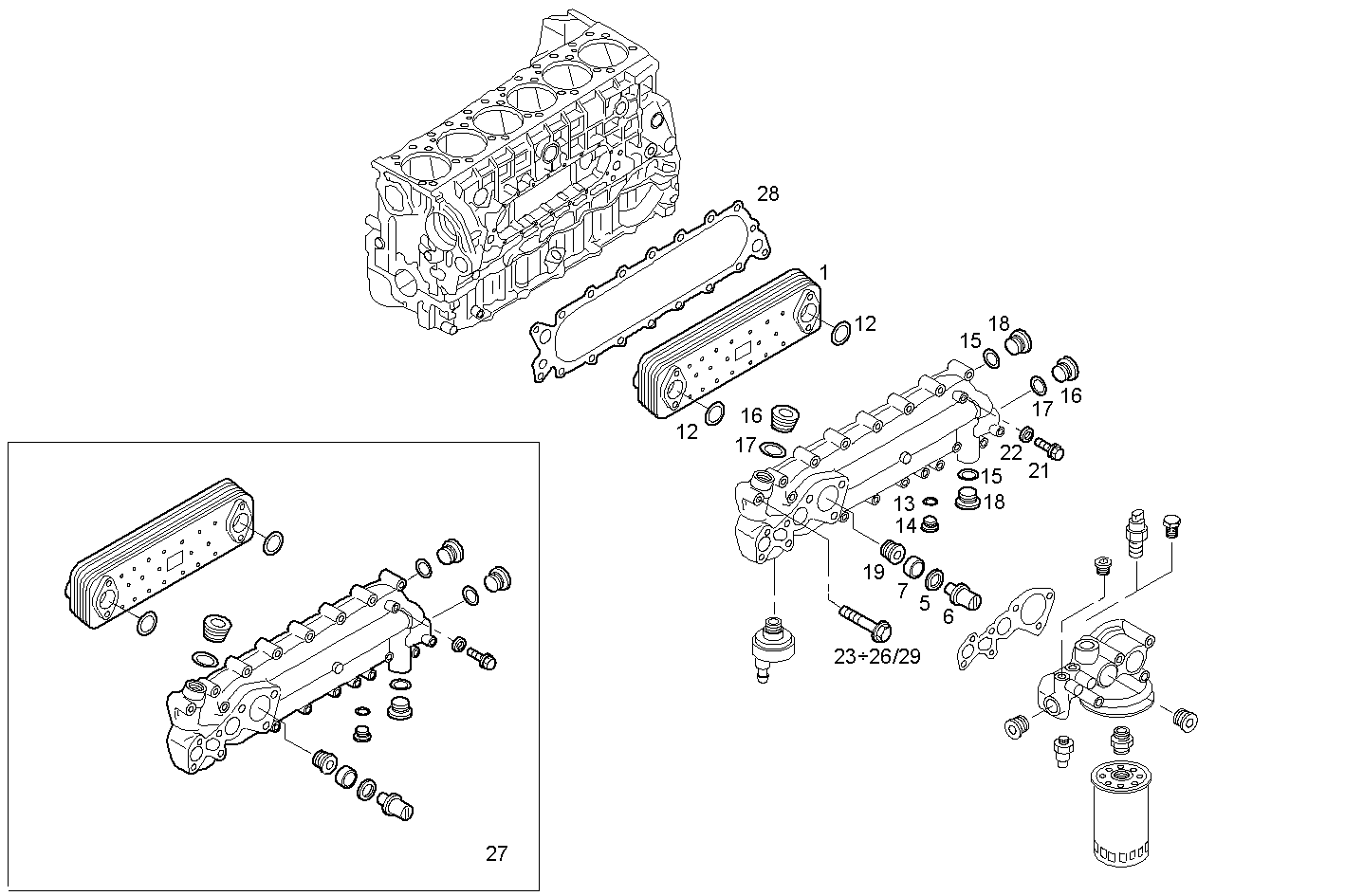 Iveco/FPT OIL - WATER HEAT EXCHANGER