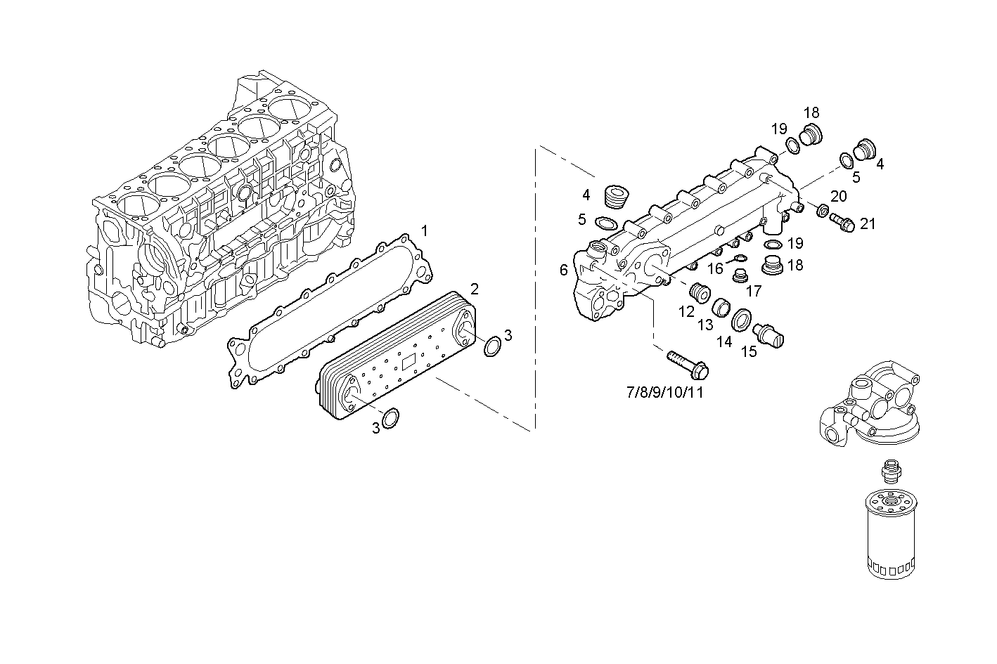 Iveco/FPT OIL - WATER HEAT EXCHANGER