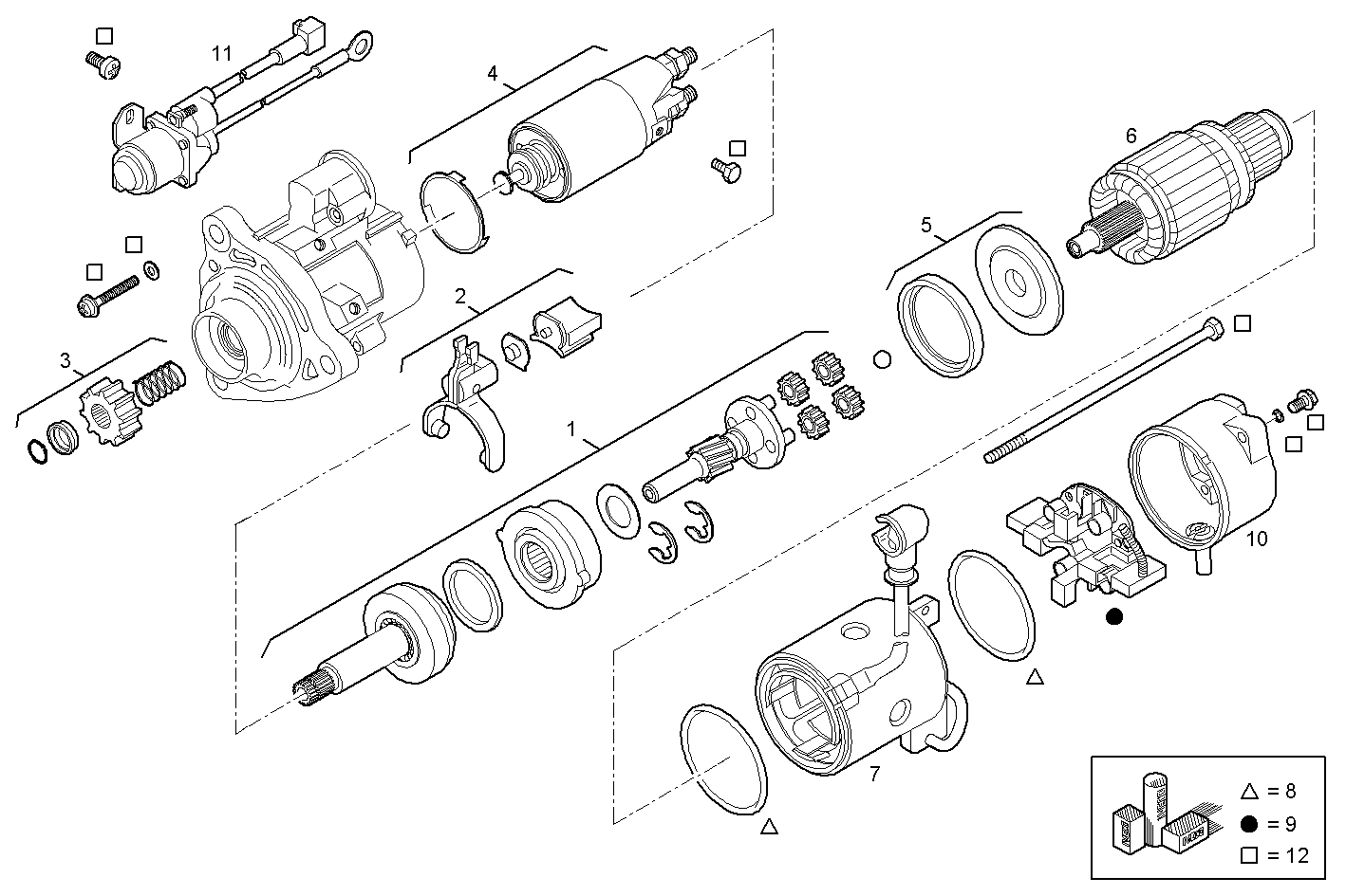 Iveco/FPT STARTER MOTOR (COMPONENTS)