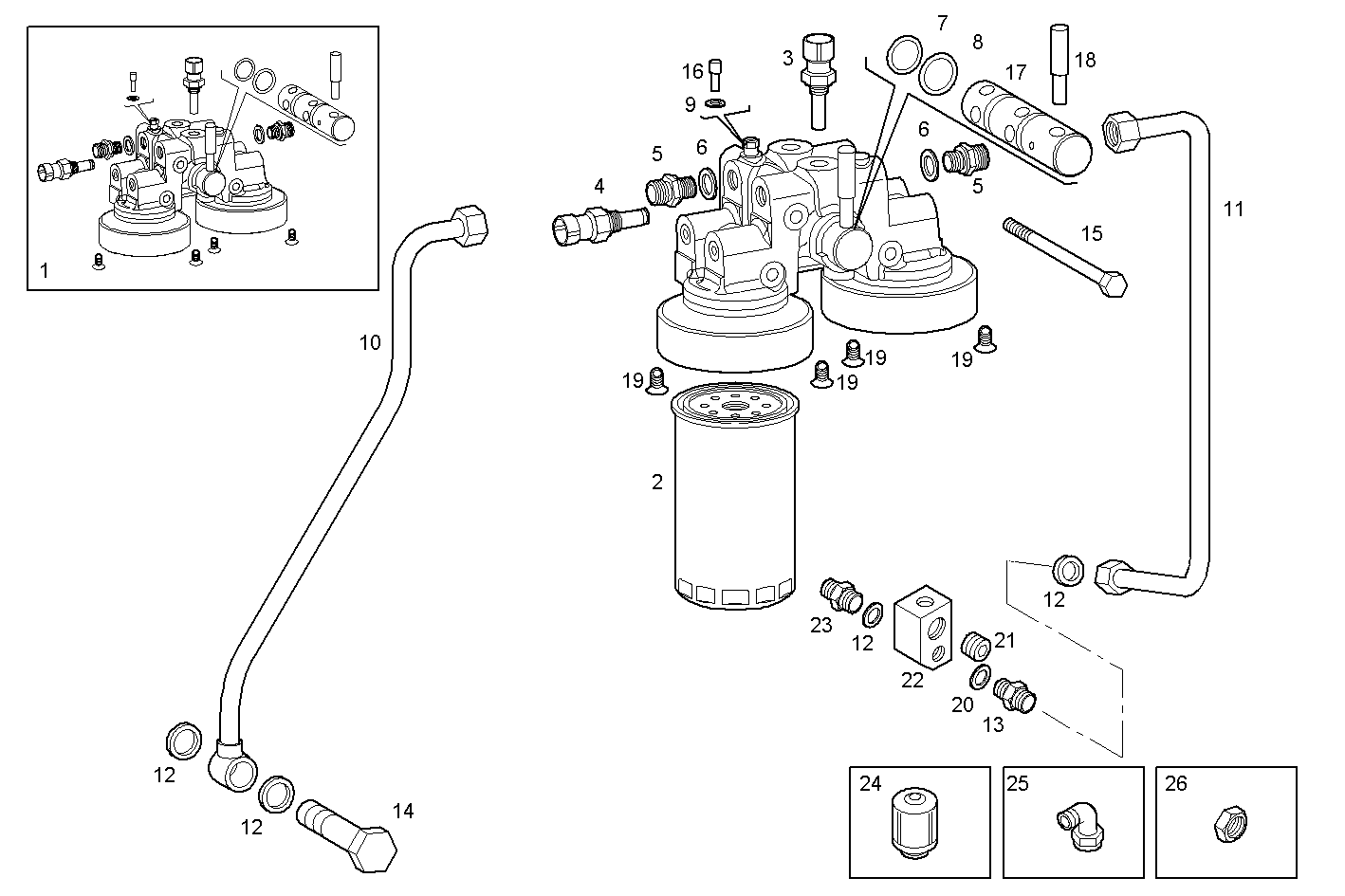 Iveco/FPT DOUBLE FUEL FILTER