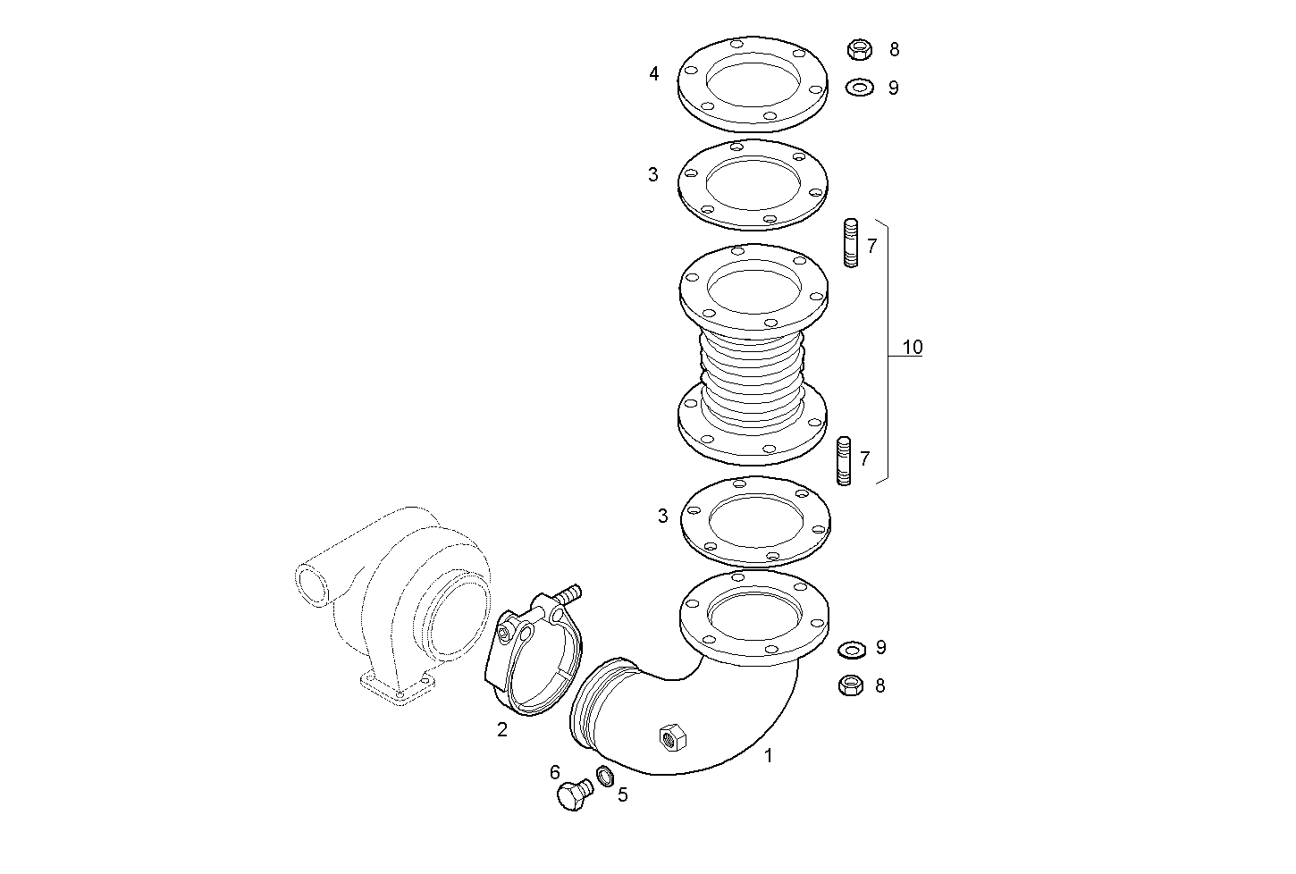 Iveco/FPT TURNING EXHAUST ELBOW WITH FLEXIBLE