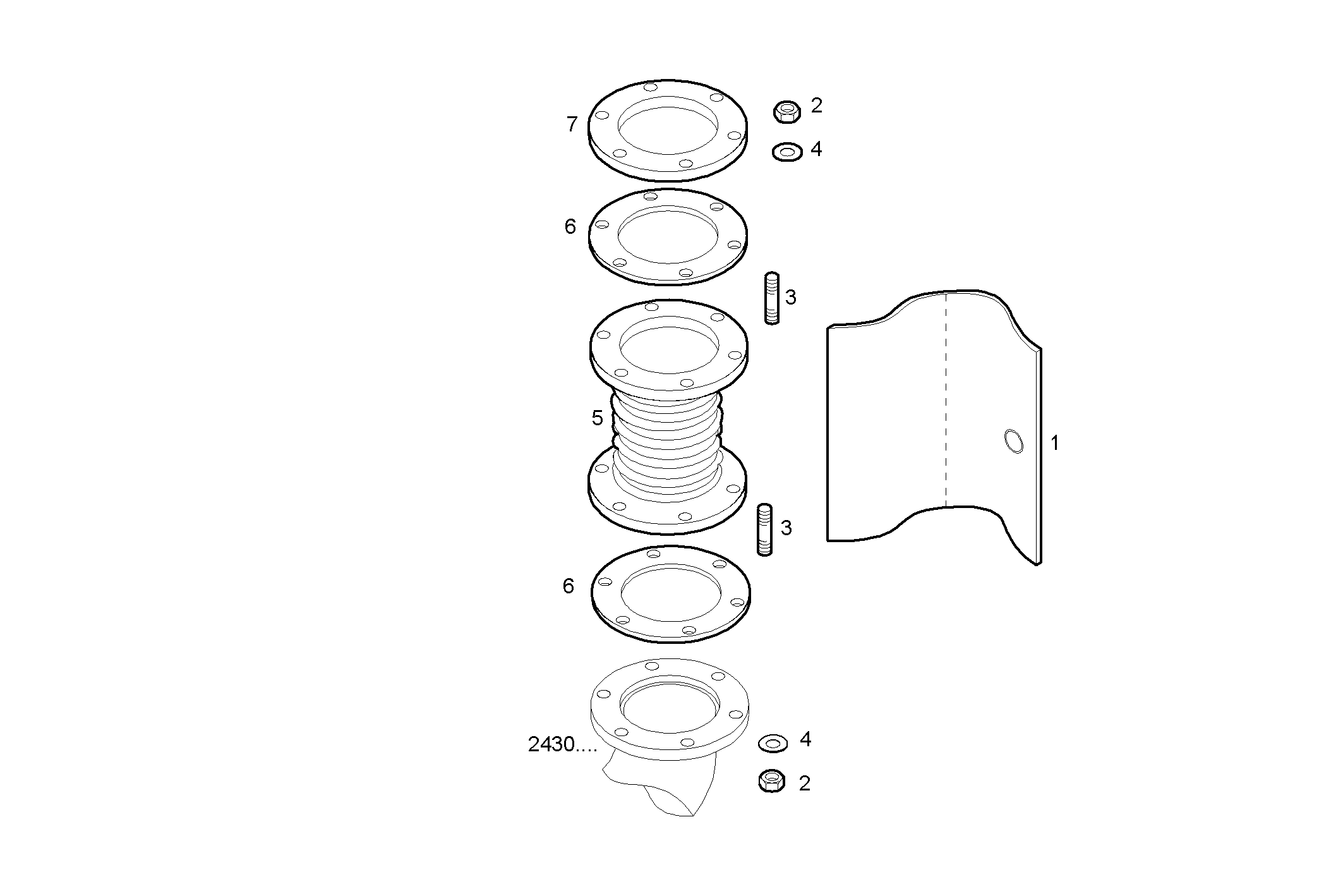 Iveco/FPT TURNING EXHAUST ELBOW WITH FLEXIBLE