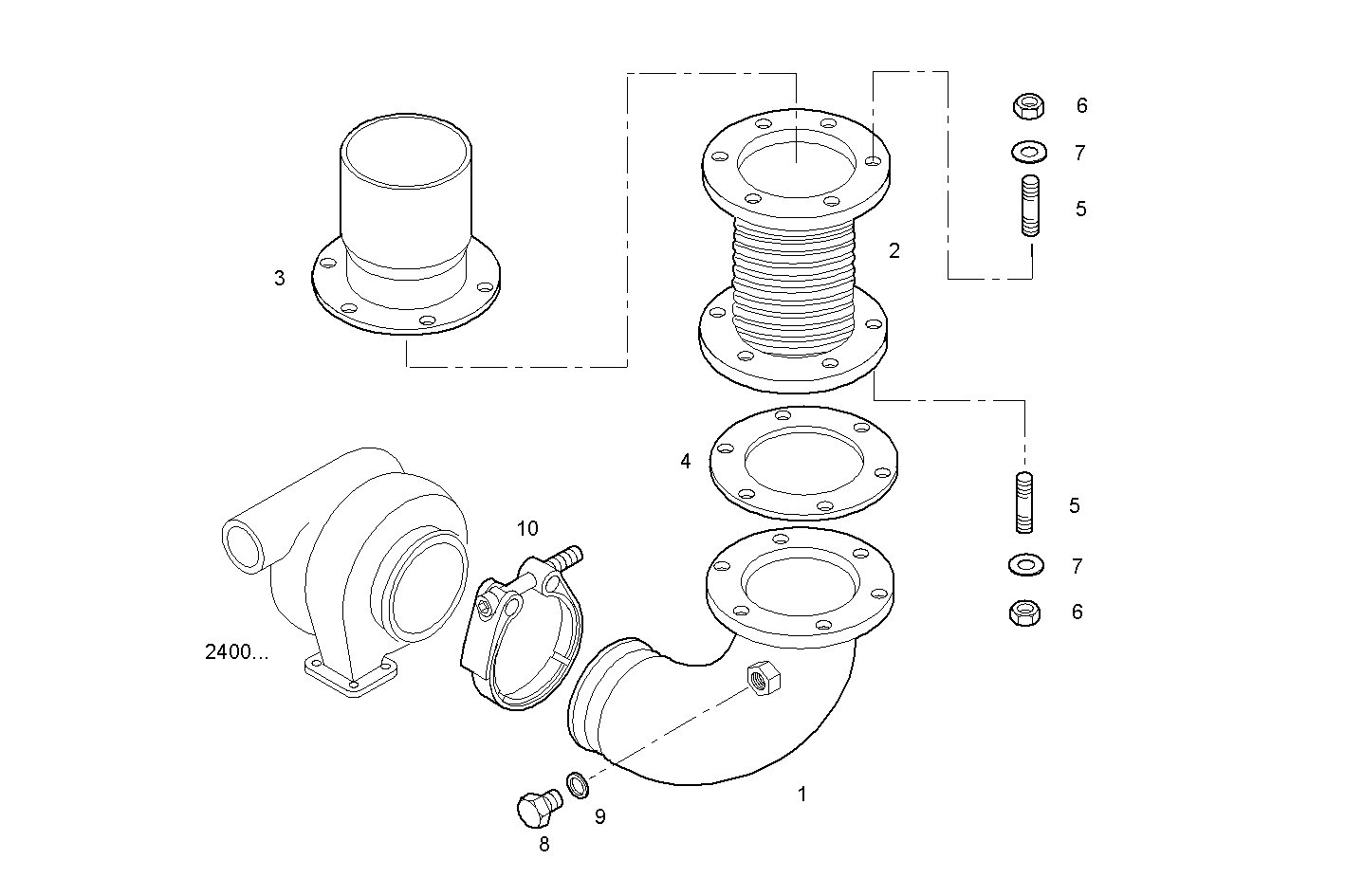 Iveco/FPT TURNING EXHAUST ELBOW WITH FLEXIBLE