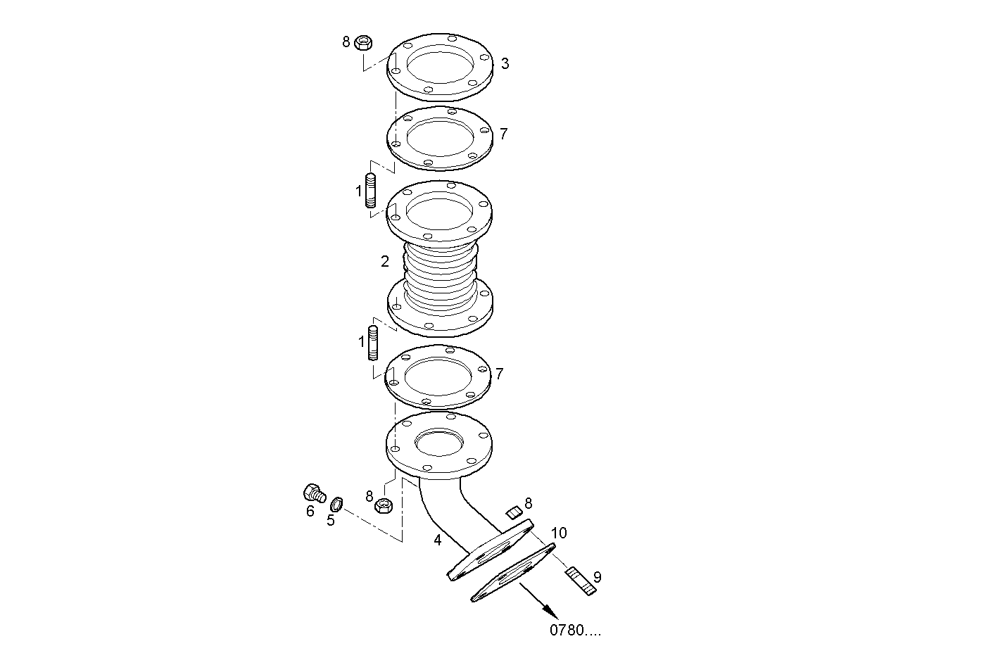 Iveco/FPT TURNING EXHAUST ELBOW WITH FLEXIBLE